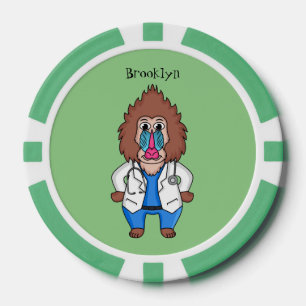 Illustration des Cartoon eines Funny mandrill Pokerchips