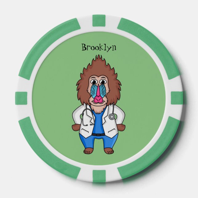 Illustration des Cartoon eines Funny mandrill Pokerchips (Vorderseite)