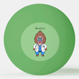 Illustration des Cartoon eines Funny mandrill Tischtennisball