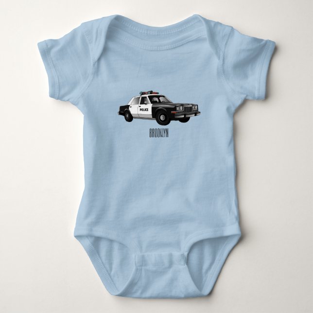 Illustration des Cartoon von Polizeiwagen Baby Strampler (Vorderseite)
