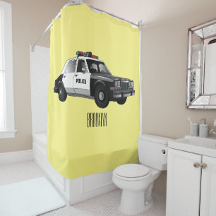 Illustration des Cartoon von Polizeiwagen Duschvorhang