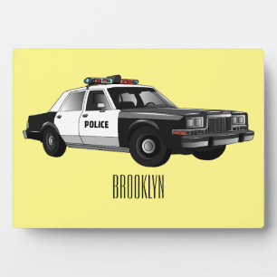 Illustration des Cartoon von Polizeiwagen Fotoplatte