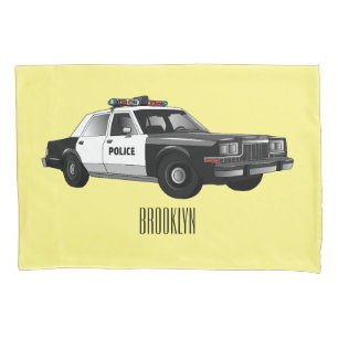 Illustration des Cartoon von Polizeiwagen Kissenbezug