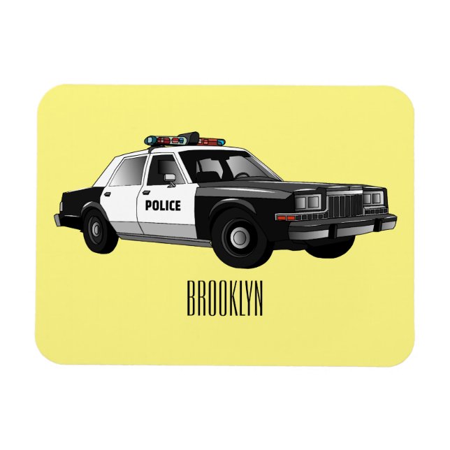 Illustration des Cartoon von Polizeiwagen Magnet (Horizontal)