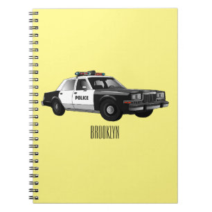 Illustration des Cartoon von Polizeiwagen Notizblock