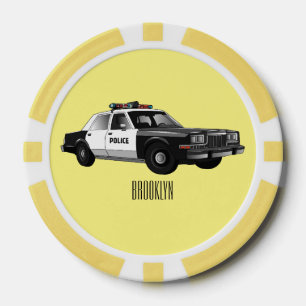 Illustration des Cartoon von Polizeiwagen Pokerchips