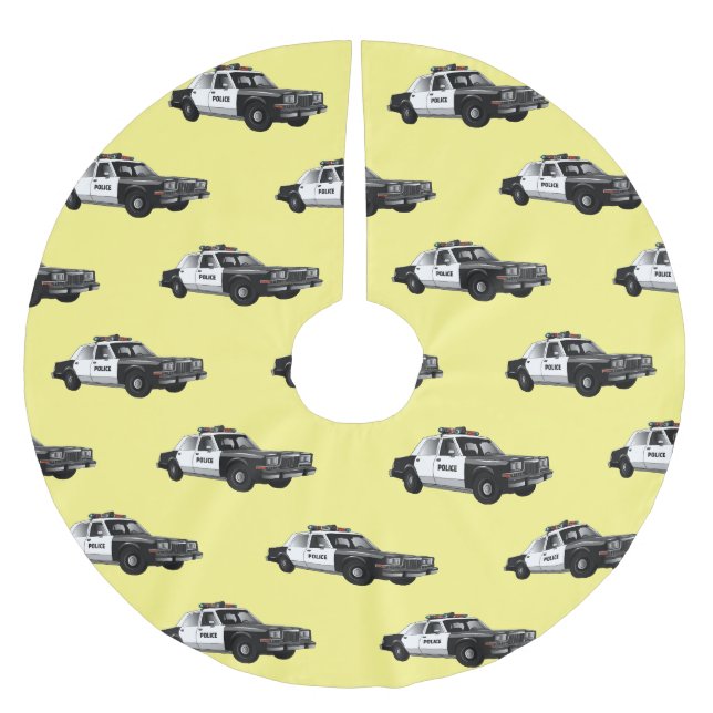 Illustration des Cartoon von Polizeiwagen Polyester Weihnachtsbaumdecke (Vorderseite)