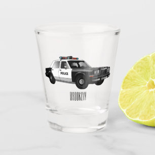 Illustration des Cartoon von Polizeiwagen Schnapsglas