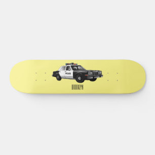 Illustration des Cartoon von Polizeiwagen Skateboard