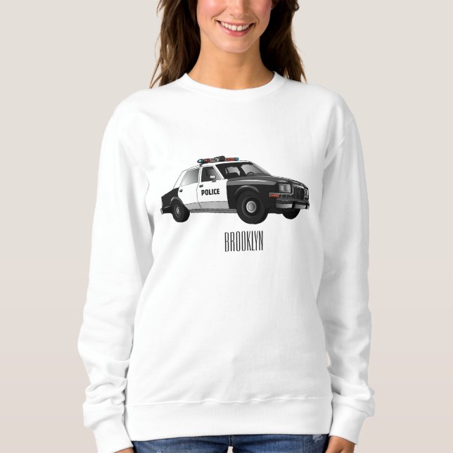 Illustration des Cartoon von Polizeiwagen Sweatshirt (Vorderseite)