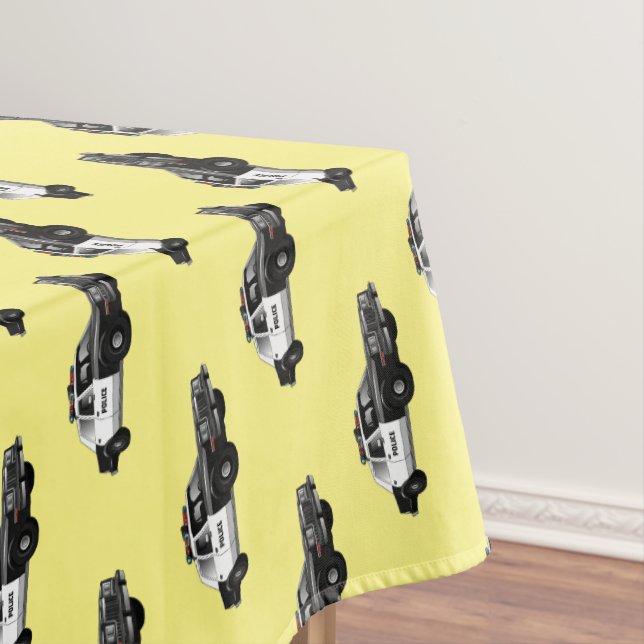 Illustration des Cartoon von Polizeiwagen Tischdecke (Beispiel)