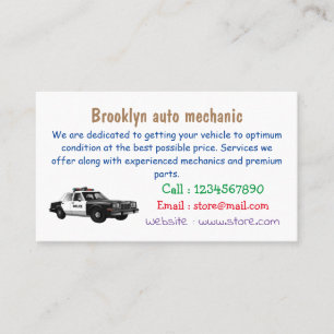 Illustration des Cartoon von Polizeiwagen Visitenkarte