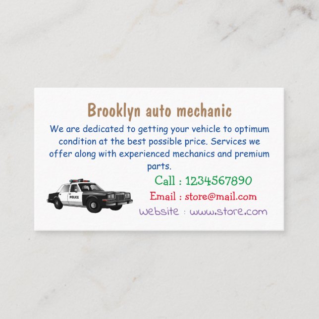 Illustration des Cartoon von Polizeiwagen Visitenkarte (Vorderseite)