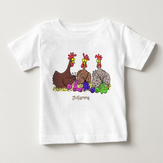 Illustration des Cartoon von Strickhühnern Baby T-shirt (Vorderseite)