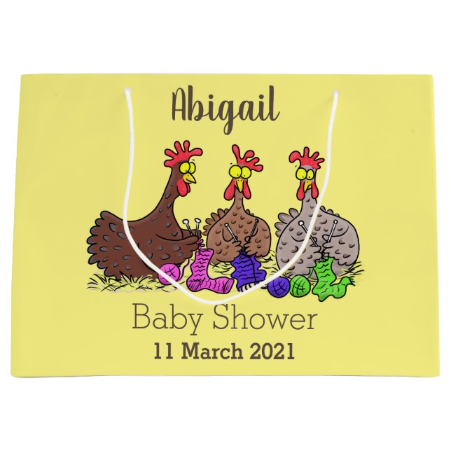 Illustration des Cartoon von Strickhühnern Große Geschenktüte (Vorderseite)