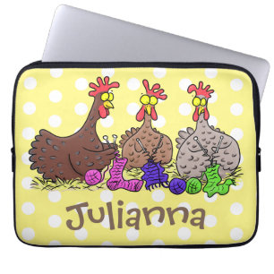 Illustration des Cartoon von Strickhühnern Laptopschutzhülle