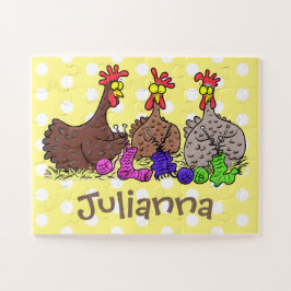 Illustration des Cartoon von Strickhühnern Puzzle