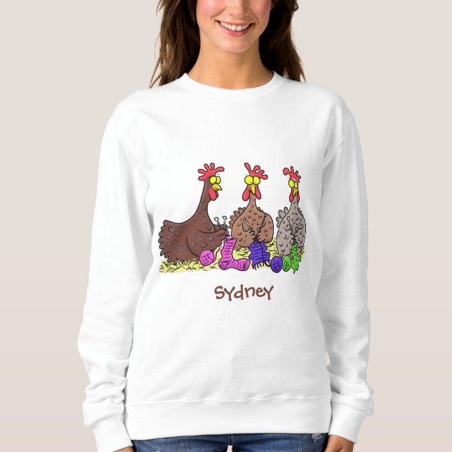 Illustration des Cartoon von Strickhühnern Sweatshirt (Vorderseite)