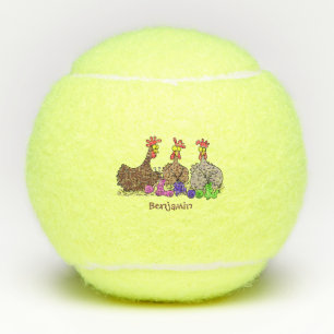 Illustration des Cartoon von Strickhühnern Tennisbälle