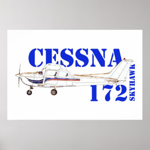 Illustration des Cessna 172 Skyhawk-Flugzeugdesign Poster