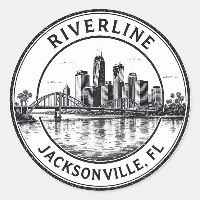 Illustration des Circular Abzeichen Jacksonville F Runder Aufkleber (Vorderseite)