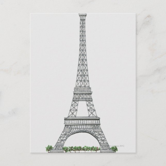 Illustration des Eiffelturms in Paris, Frankreich. Postkarte (Vorderseite)
