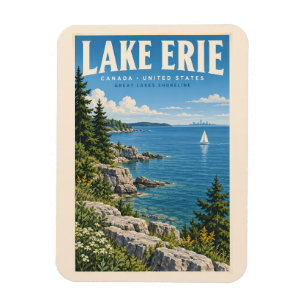 Illustration des Eriesees Reise Kunst Vintage Magnet