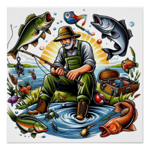Illustration des Fischlebens Poster