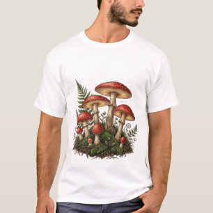 Illustration des Fliegenpilzes im Vintage-Stil T-Shirt