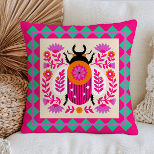 Illustration des Florienkäfers in Fuchsia-Pink Kissen