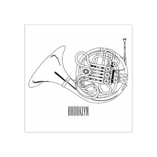 Illustration des französischen Horns von Cartoon Gummistempel