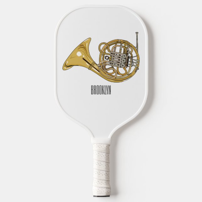 Illustration des französischen Horns von Cartoon Pickleball Schläger (Vorderseite)