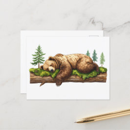 Illustration des friedlichen Schlaf-Grizzly-Bärenw Postkarte