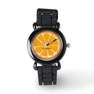 Illustration des frischen Orangensafts von Zitrone Armbanduhr