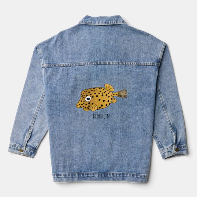 Illustration des Gelben Boxfischs-Cartoon Jeansjacke (Rückseite)