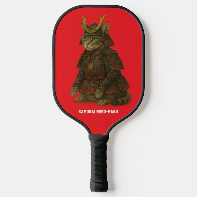 Illustration des gepanzerten Katzenkriegers Pickleball Schläger (Vorderseite)