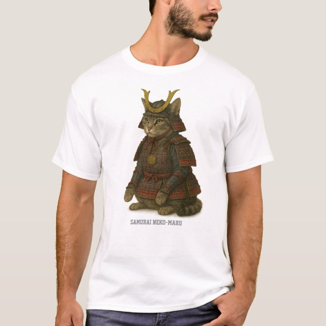 Illustration des gepanzerten Katzenkriegers T-Shirt (Vorderseite)