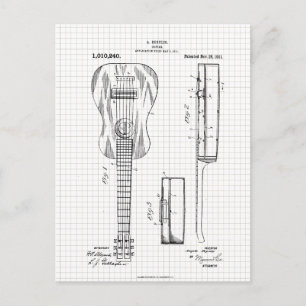 Illustration des Gitarrenpatents von 1911 Postkarte