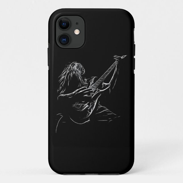 Illustration des Gitarrenspielers aus Schwarz und  Case-Mate iPhone Hülle (Rückseite)
