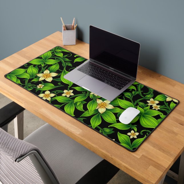 Illustration des grünen Blumenmusters Schreibtischunterlage (Büro 2)