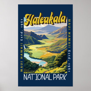 Illustration des Haleakala-Nationalparks im Distre Poster