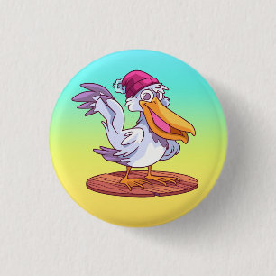 Illustration des handgezeichneten Pelikan-Cartoon Button
