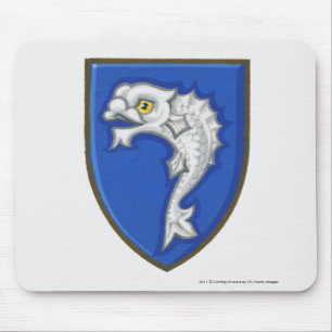 Illustration des heraldischen Fischsymbols auf Mousepad