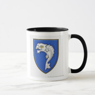Illustration des heraldischen Fischsymbols auf Tasse