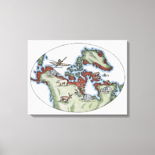 Illustration des Inuitgebiets Leinwanddruck
