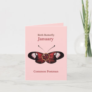 Illustration des Januar-Rot-Schmetterlings Common  Karte