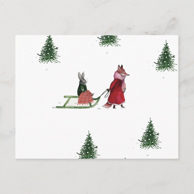 Illustration des kalten Wintertages Postkarte (Vorderseite)