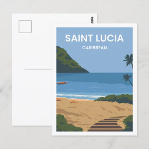 Illustration des karibischen Reiseortes Saint Luci Postkarte