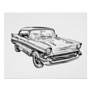 Illustration des klassischen Autos Chevy Bel Air v Poster