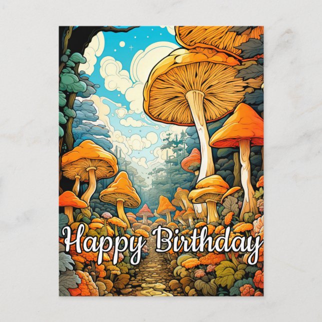 Illustration des kreativen Abstrakten Pilzwaldes Postkarte (Vorderseite)